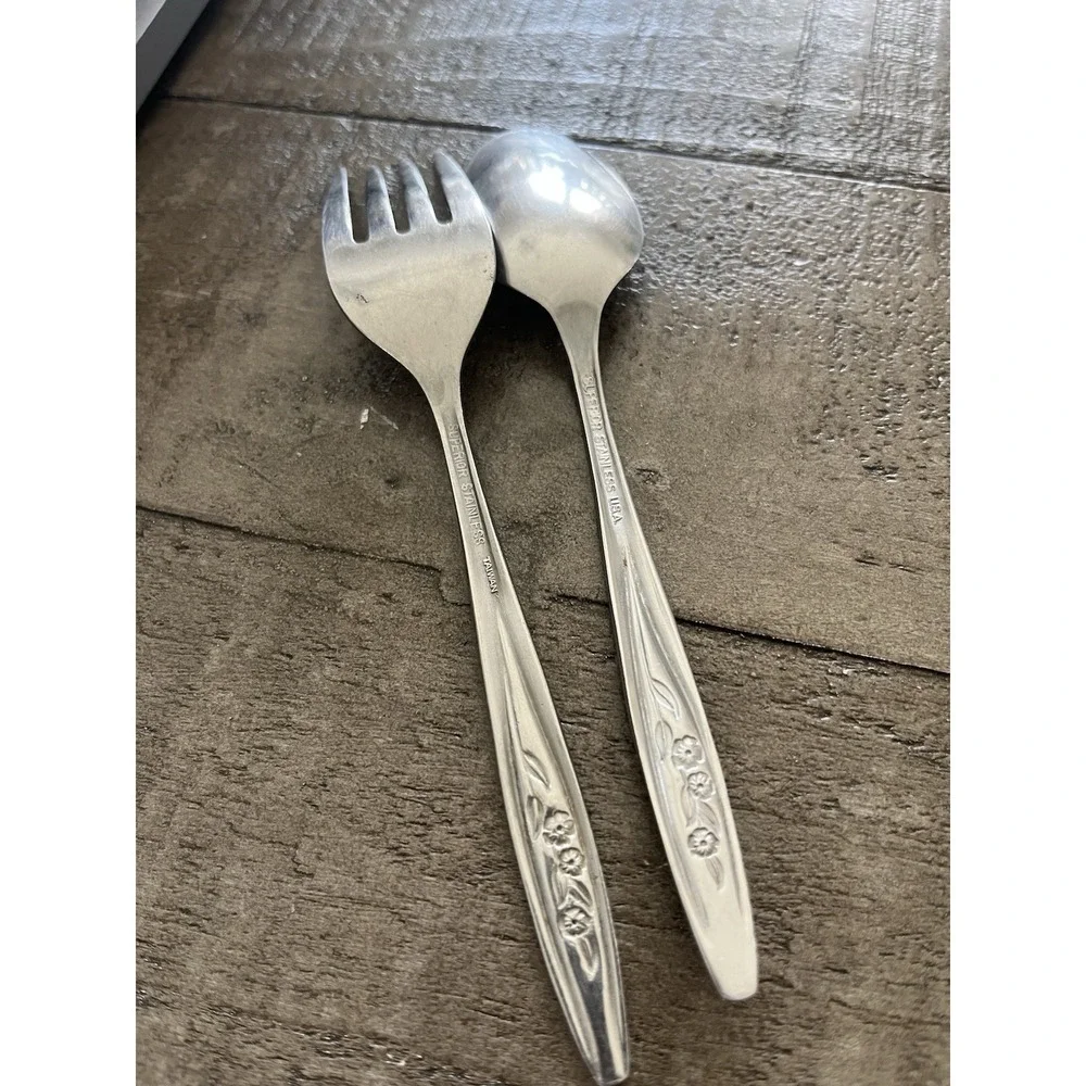 VTG‎ SUPERIOR STAINLESS Taiwan USA Flatware RADIANT ROSE Spoon & Fork Silverware